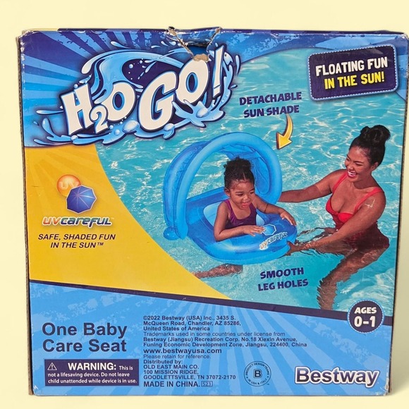 Bestway H2O GO Baby Pool Float Seat with Canopy 0-1 Year Infant Swing Ring New - Picture 2 of 4